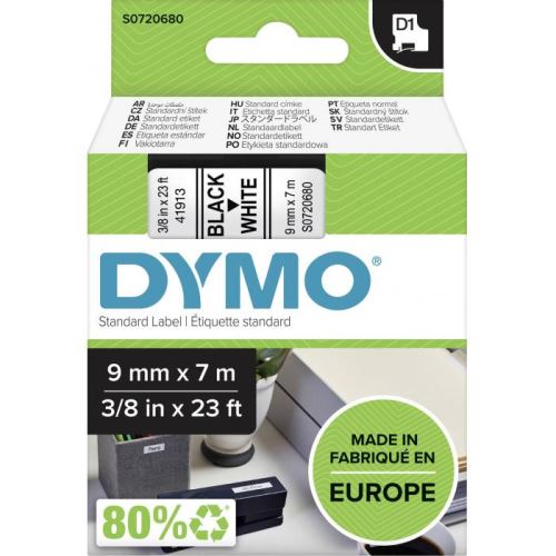 Páska DYMO D1 polyester (9mm x 7m) černá na bílé 40913/41913