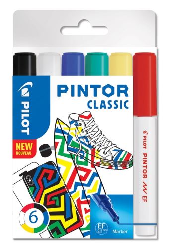 Akrylový popisovač PINTOR Classic střední hrot M Pilot  6 ks