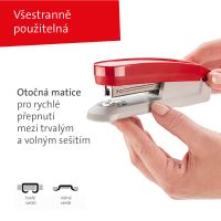 Novus sešívačka E 20, 20 listů, šedočervená lesk (9)