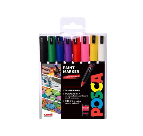 UNI POSCA SADA PC-1MR 0,7mm 8 ks základní barvy