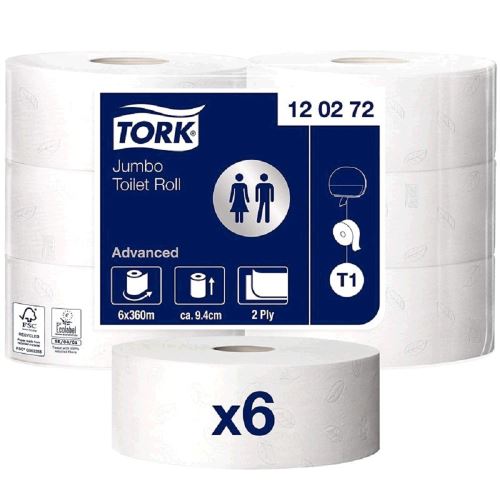 Tork 120272 Advanced Toilet Paper Jumbo Roll karton 360m x 6 T1