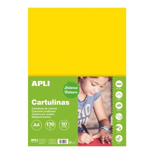 APLI barevný papír, A4, 170 g, žlutý