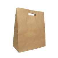 Papírová taška s průhmatem 320+160x390 mm hnědá bal. 25 ks