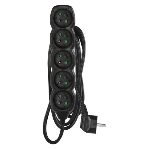 EMOS prodlužovací přívod, černý, 5z/3m, 1,0mm