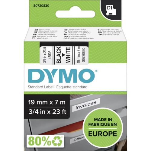 Páska DYMO D1 (19mm x 5,5m) černý tisk ,bílý podklad 