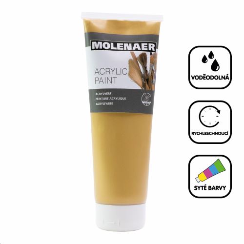 Molenaer akrylová barva Molenaer, 250 ml, zlatá