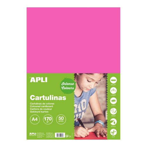 APLI barevný papír, A4, 170 g, fuchsiový