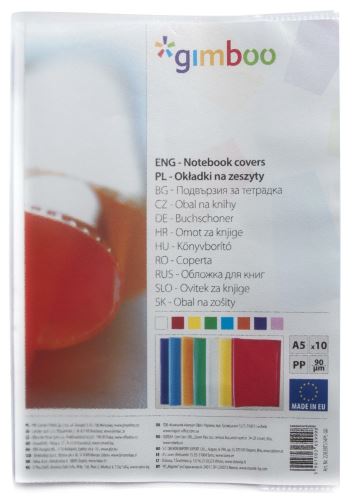 gimboo obal na sešity A5 zrnité, 210 x 297 mm, PP, 90 µm, transparentní