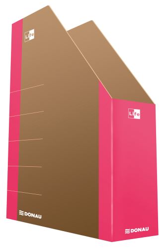Stojan na časopisy LIFE A4/75 mm karton neonově růžový DONAU