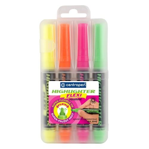 Centropen zvýrazňovač 8542 flexi sada 4 ks