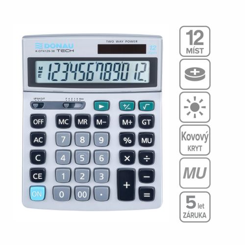 Kalkulačka DONAU 4129, 12 místná stříbrná