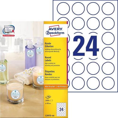 Kulaté etikety O 40 mm 200 g/m2 AVERY Zweckform