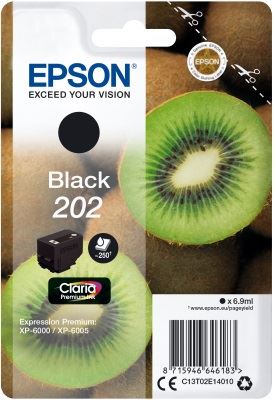 EPSON ink černá 202 Premium-singlepack 6,9ml,stand