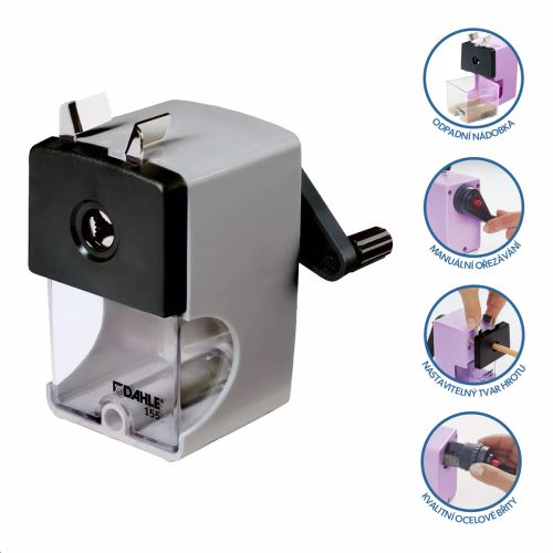 Dahle ořezávátko mechanické 155 Color ID, O 12 mm, šedé