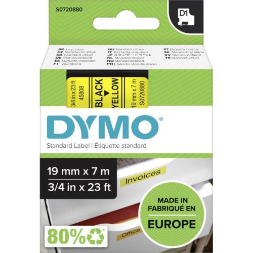 Páska DYMO D1 polyester (19mm x 7m) černá na žluté