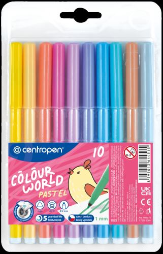 Centropen popisovač 7550/10 sada 10 barev PASTEL plast. hrot 1 mm