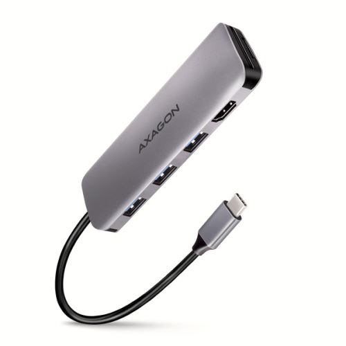 AXAGON HMC-HCR3A, USB 3.2 Gen 1 hub, porty 3x USB-A, HDMI 4k/30Hz, SD/microSD, kabel USB-C