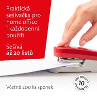 Novus sešívačka E 20, 20 listů, šedočervená lesk (8)