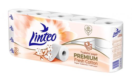 Linteo toaletní papír 3-vrstvý 100% cel., bílý s vůní 10 rolí v balení