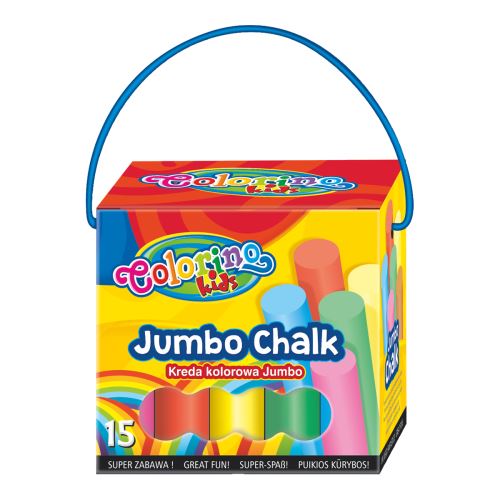 Colorino křídy chodníkové JUMBO, O 2,2 cm, box s uchem, 8 barev