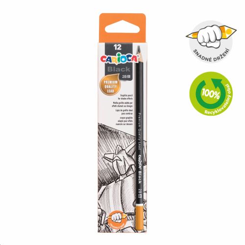 Carioca trojhranná tužka Black, 0/2B, 12 ks