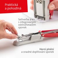 Novus sešívačka E 20, 20 listů, šedočervená lesk (11)
