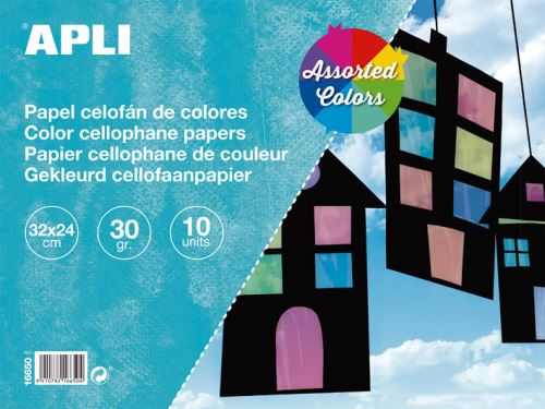 Celofánová fólie 32 x 24 cm blok 10 listů mix barev APLI