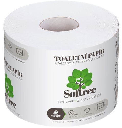 Toaletní papír 2-vrstvý bílý SOFTREE návin 68m 36 ks v balení