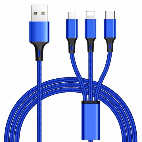 PremiumCord 3 in 1 USB kabel, 3 konektory USB typ C + micro USB + Lightning pro Apple, 1.2