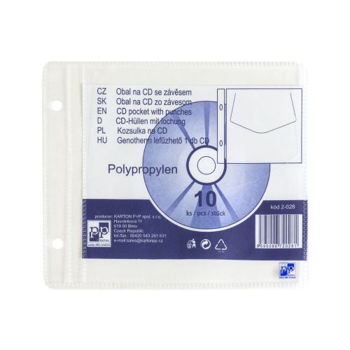 Obal na CD PP 1řadý, eurozávěs, 120mic. 10 ks