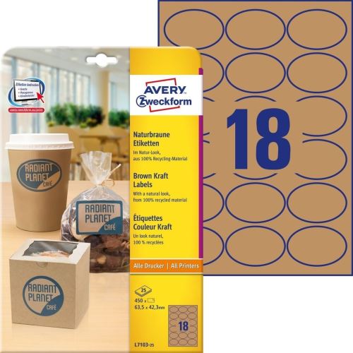 Přírodní hnědé etikety 63,5 x 42,3 mm AVERY Zweckform