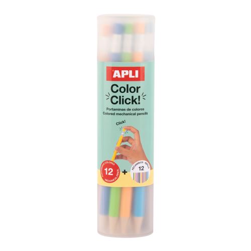 APLI pastelky stiskací s náhradními tuhami, 12 ks, mix barev