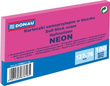 DONAU samolepicí bloček, 127 x 76 mm, 100 listů, neonově růžový