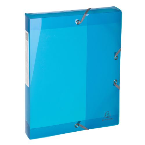 Box na spisy s gumičkou Iderama, A4 maxi, hřbet 40 mm, PP, transp. modrý Exacompta