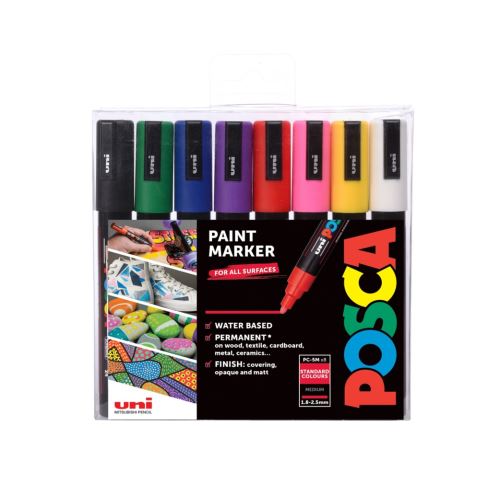 UNI POSCA PC-5M 1,8 - 2,5 mm sada 8 ks základní barvy