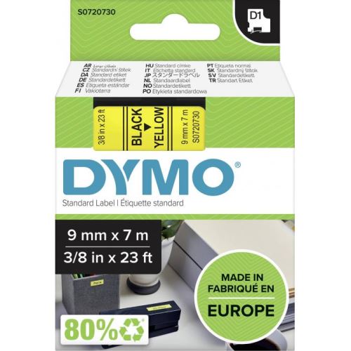 Páska DYMO D1 polyester (9mm x 7m) černá na žluté