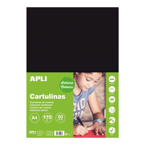 APLI barevný papír, A4, 170 g, černý