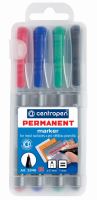 Centropen popisovač 2846/4 PERMANENT sada 4 ks plast. hrot 1 mm