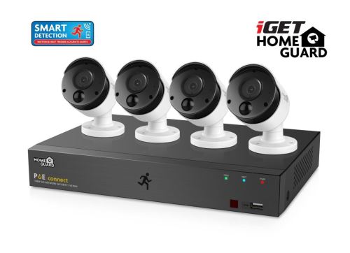iGET HGNVK85304 - Kamerový PoE FullHD set, 8CH NVR + 4x IP 1080p kamera, SMART detekce, W/