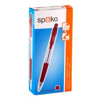 Spoko kuličkové pero - S0112 průhledné, červená náplň, červené (2)