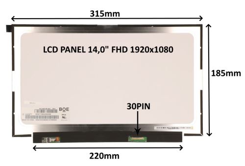 LCD PANEL 14,0" FHD 1920x1080 30PIN MATNÝ IPS / BEZ ÚCHYTŮ