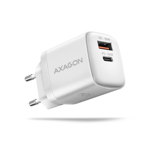AXAGON ACU-PQ30W Sil nabíječka do sítě 30W, 2x port (USB-A + USB-C), PD3.0/PPS/QC4+/AFC/Ap