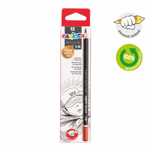 Carioca trojhranná tužka Black, 1/B, 12 ks