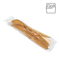 Příborový set EKO kompozit dřevo/plast (WPC) vidlička + nůž + lžíce + ubrousek