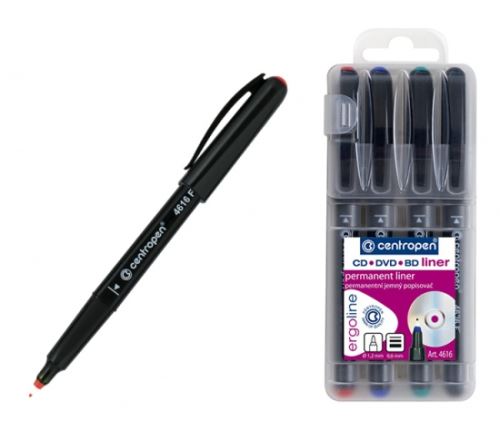 Centropen popisovač 4616 CD/DVD/BD sada 4 barev plast. hrot 1,2 mm