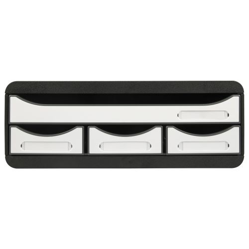 Zásuvkový box Black/White nízký,  4 zásuvky na šířku Exacompta