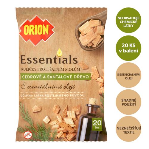 Marca Orion - kuličky proti šatním molům, 20 ks, s esenciálními oleji, cedr, santalové dře