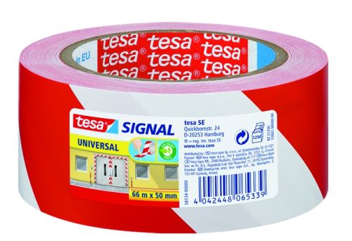 Lepící páska výstražná červenobílá 50mm x 66m TESA_2