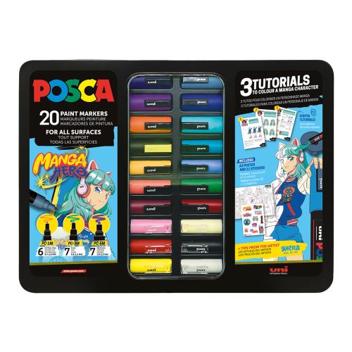 Posca sada popisovačů PC-1M/PC-3M/PC-5M, Manga Hero, PC-1M: 6 ks, PC-3M: 7 ks, PC-5M: 7 ks