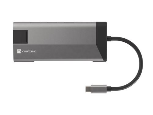 Multifunkční adaptér 8 v 1 Natec FOWLER PLUS HUB USB 3.0 3X, HDMI 4K, USB-C PD, RJ45, SD,